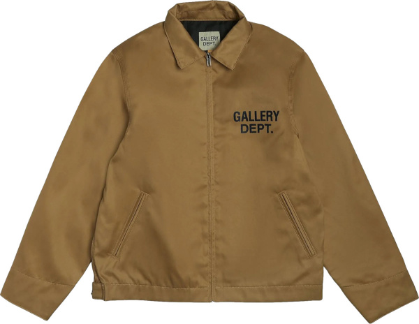 Gallery Dept Brown And Black Logo Print Zip Jacket
