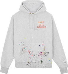 Gallery Dept Grey And Red French Logo Paint Splatter Hoodie