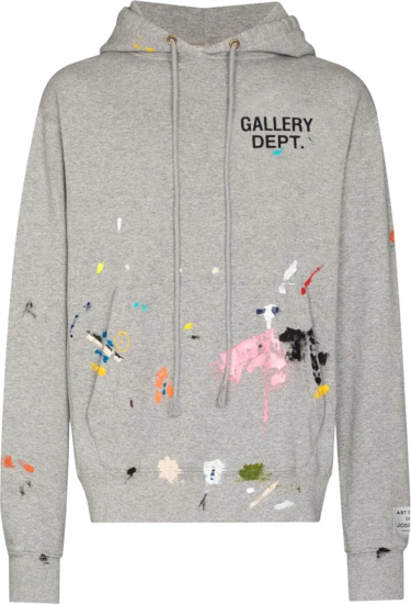Gallery Dept Grey Paint Splatter English Logo Hoodie