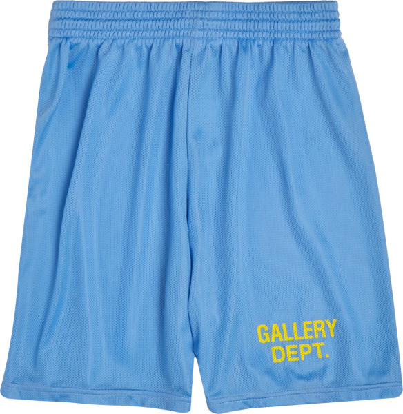 Gallery Dept Light Blue And Yellow Logo Gym Shorts