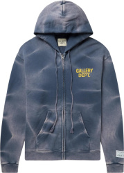 Gallery Dept Navy And Yellow Sun Faded Logo Hoodie