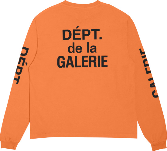 Gallery Dept Orange Long Sleeve French Logo T Shirt