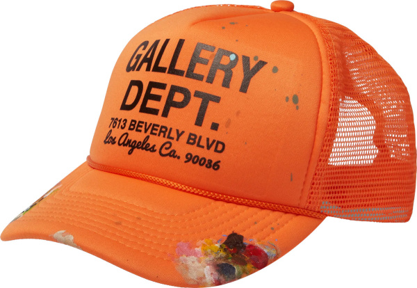 Gallery Dept Orange Paint Splatter Logo Trucker Hat