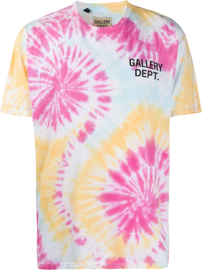 Gallery Dept Pink Red And Light Blue Tie Dye Logo T Shirt