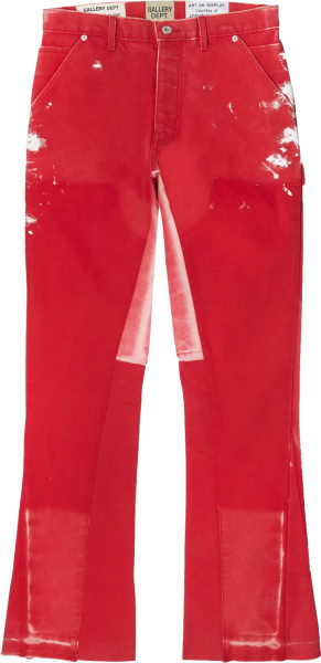 Gallery Dept Red Flared Paint Splatter Jeans
