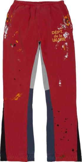 Gallery Dept Red Paint Splatter French Logo Flared Sweatpants