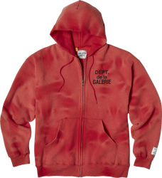 Gallery Dept Sunfaded Red French Logo Print Zip Hoodie