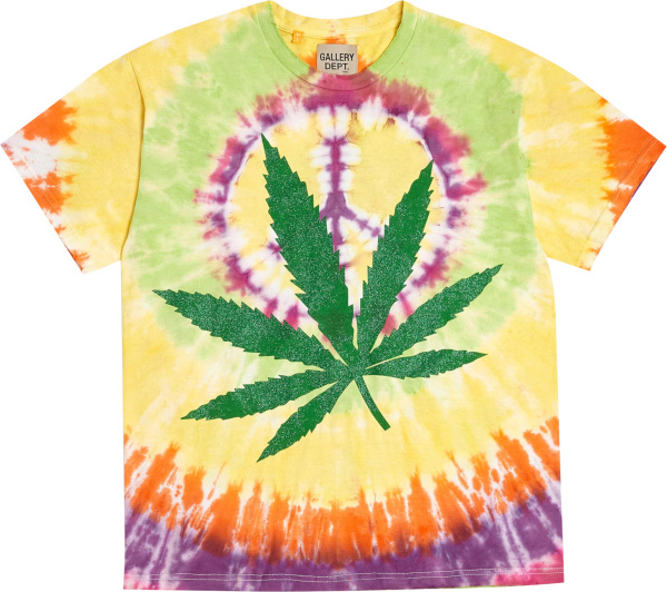 Gallery Dept Tie Dye Weed Leaf Print T Shirt