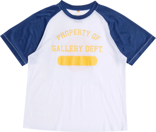 Gallery Dept White And Blue Sleeve Mesh T Shirt