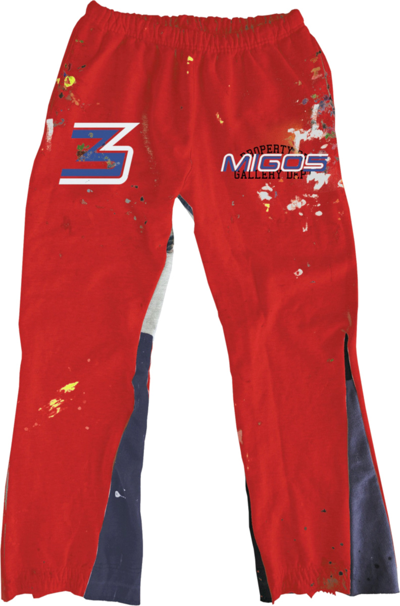 Gallery Dept. x Migos Red 'Culture III' Flared Sweatpants | INC STYLE