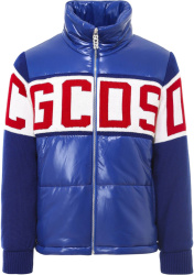 Gcds Blue White Red Puffer Knit Jacket