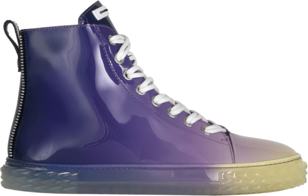 Giuseppe Zanotti Purple Gradient High Top Patent Sneakers