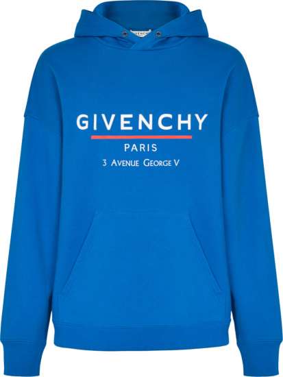 Givenchy Blue Address Print Hoodie | INC STYLE