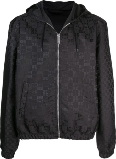 Givenchy Allover Logo Black Hooded Jacket