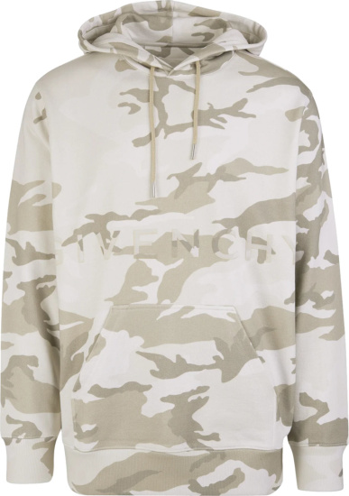 Givenchy Beige Camouflage Logo Hoodie