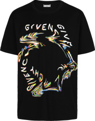 Givenchy Black And Multicolor Rainbow Glitch Logo Print T Shirt