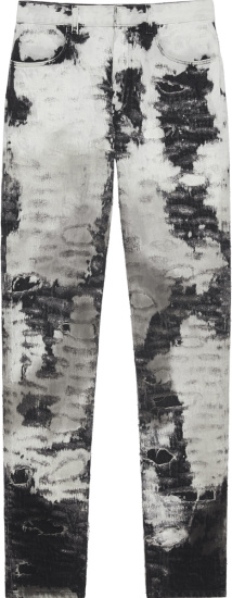 Givenchy Black And White Painted Destroyed Jeans