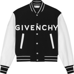 Black & White Wide-Logo Varsity Jacket