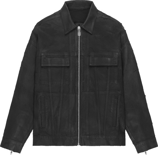 Givenchy Black Cracked Coated Denim Jacket