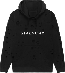 Givenchy Black Destroyed Archetype Logo Hoodie