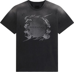 Givenchy Black Faded Rings Logo Print T Shirt