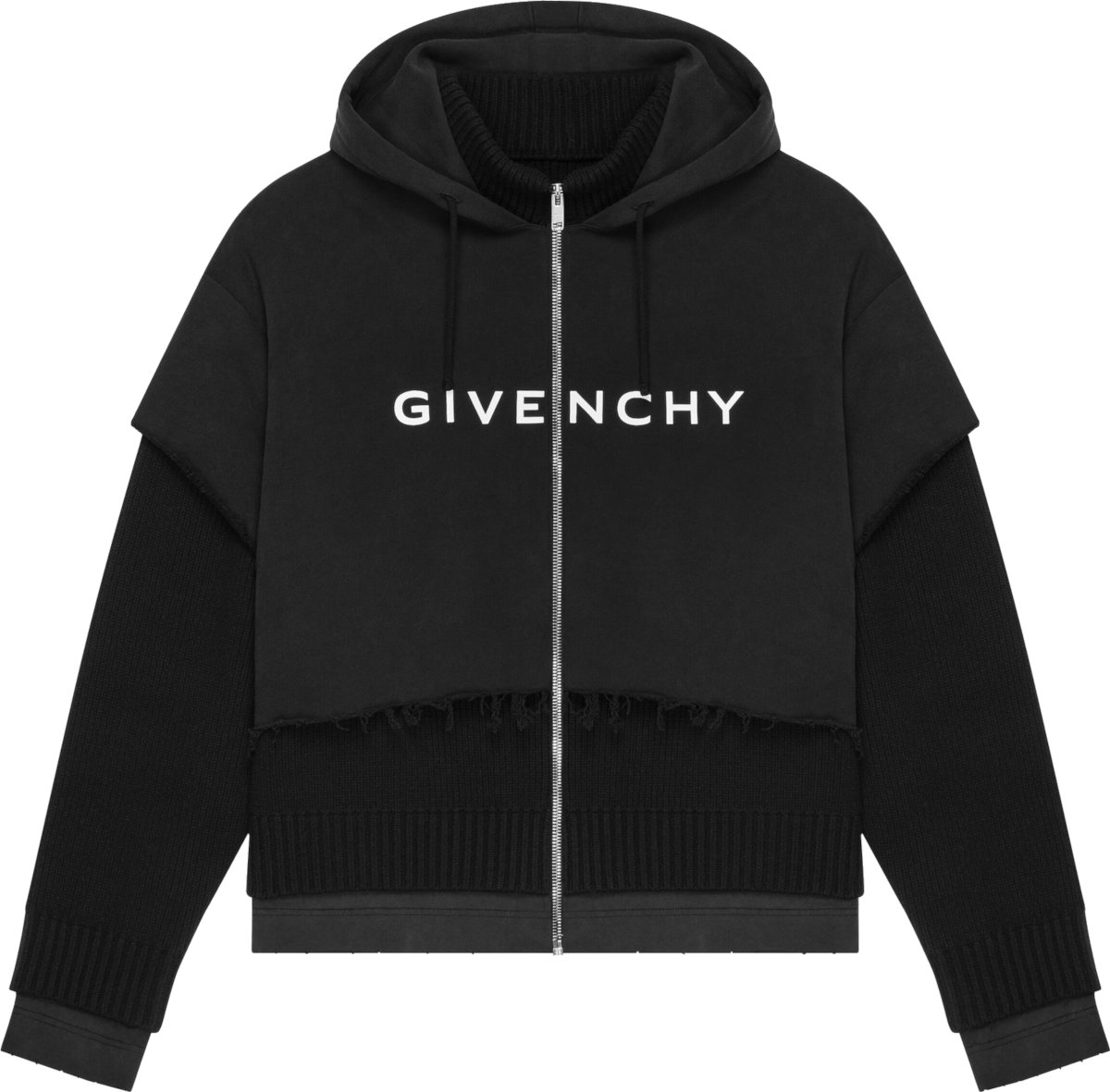 Givenchy Black Layered Sweater Zip Hoodie | INC STYLE