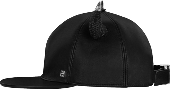 Givenchy Black Leather Hat With Woven Horns