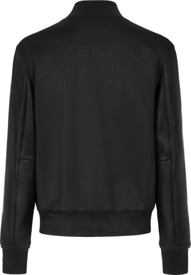 Givenchy Black Logo Embossed Neoprene And Leather Bomber Jacket