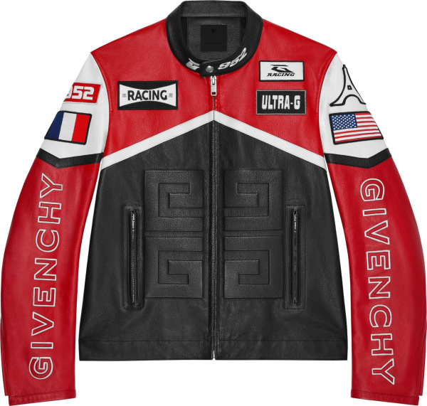 Givenchy Black Red White Leather Racing Jacket