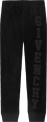 Black Velour Vertical-Logo Joggers