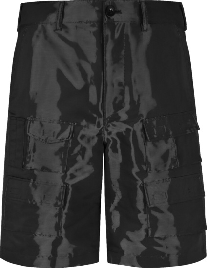Givenchy Black Wet Effect Cargo Shorts