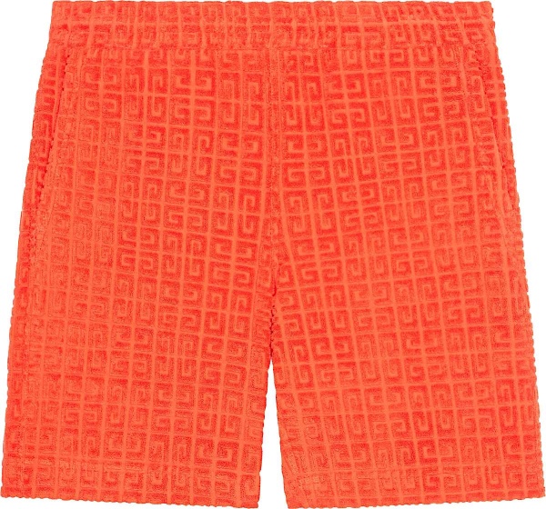 Givenchy Bright Orange 4g Terry Cotton Shorts