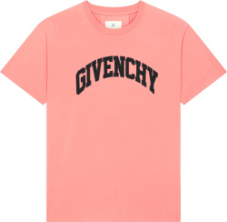 Givenchy Coral Pink College Logo T Shirt Bm716n3yaa 685