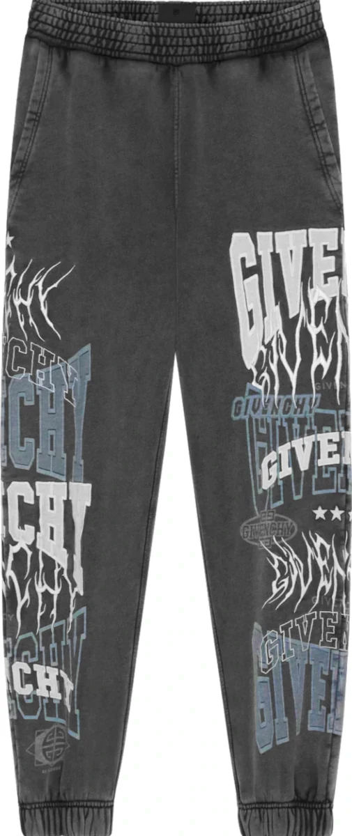 Givenchy Dark Grey Faded Multi Logo Print Sweatpants