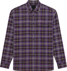Givenchy Dark Purple Check Print Shirt