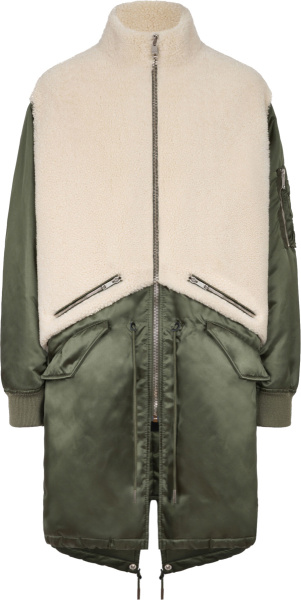 Givenchy Green And White Shearling Coat