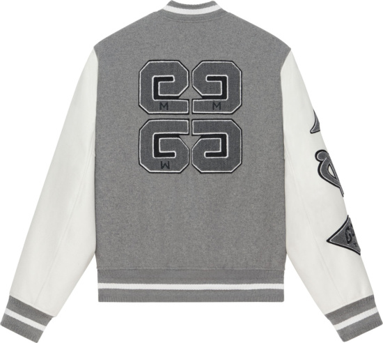 Givenchy Grey And White Logo Patch Varsity Jacket