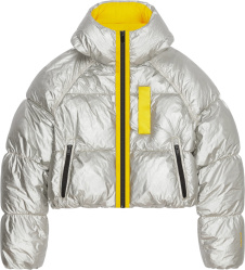 Givenchy Metallic Silver And Yellow Trim Down Puffer Jacket