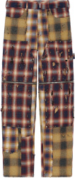Givenchy Multicolor Plaid Patchwork Zip Off Knee Boro Jeans