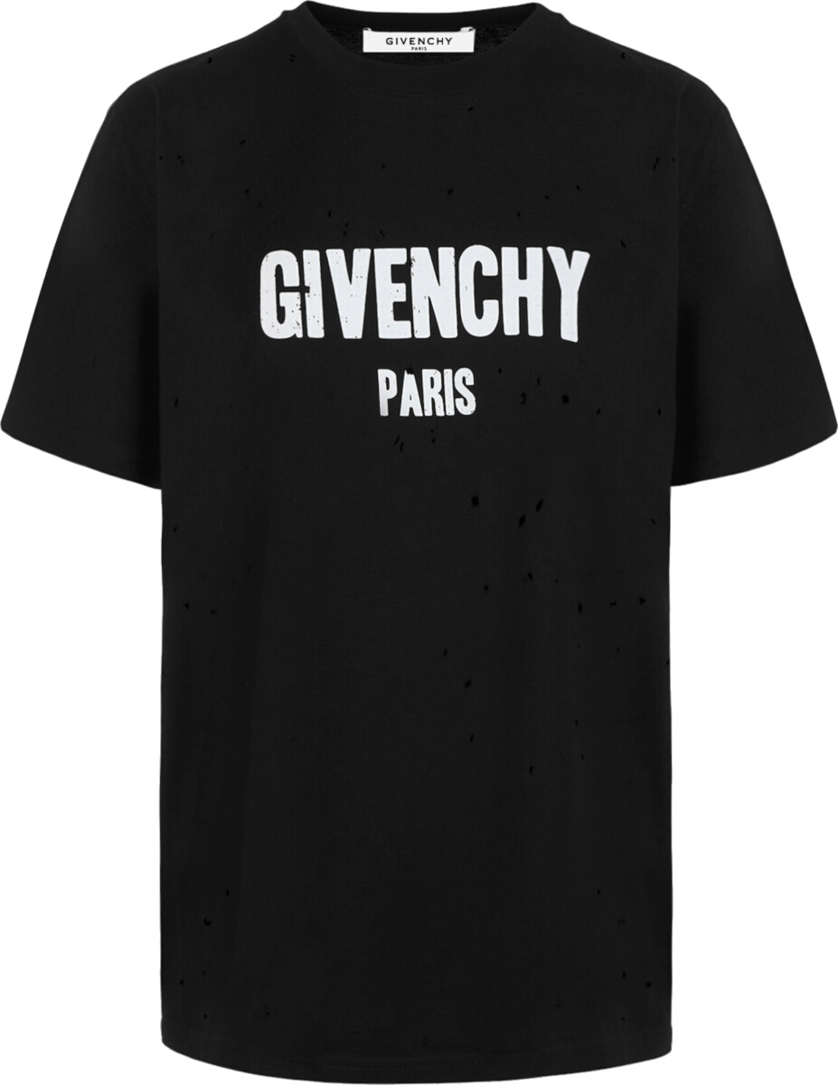 Givenchy Black Distressed Logo T-Shirt | INC STYLE