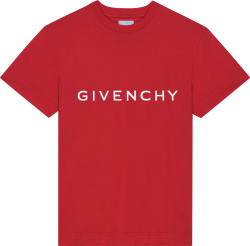 Givenchy Red Archetype Wide Logo Print T Shirt Bm716g3yac 640