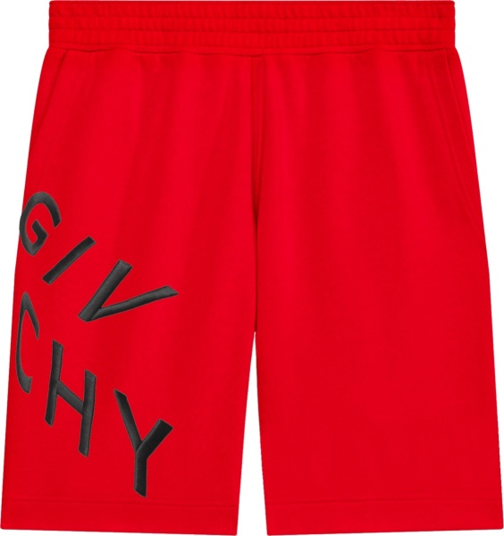 Givenchy Red Refracted Logo Sweatshorts