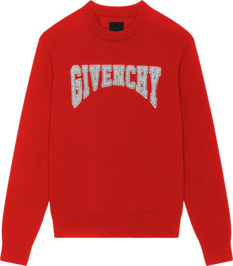 Givenchy Red Varsity Logo Patches Sweater Bm90kx4yc6 616