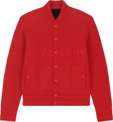 Givenchy Red Wide Logo Embroidered Bomber Jacket Bm00r64y82 600