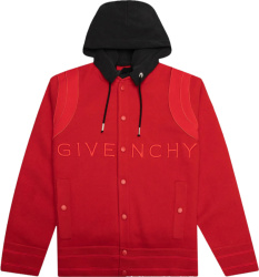 Givenchy Red Wide Logo Hooded Varsity Jacket