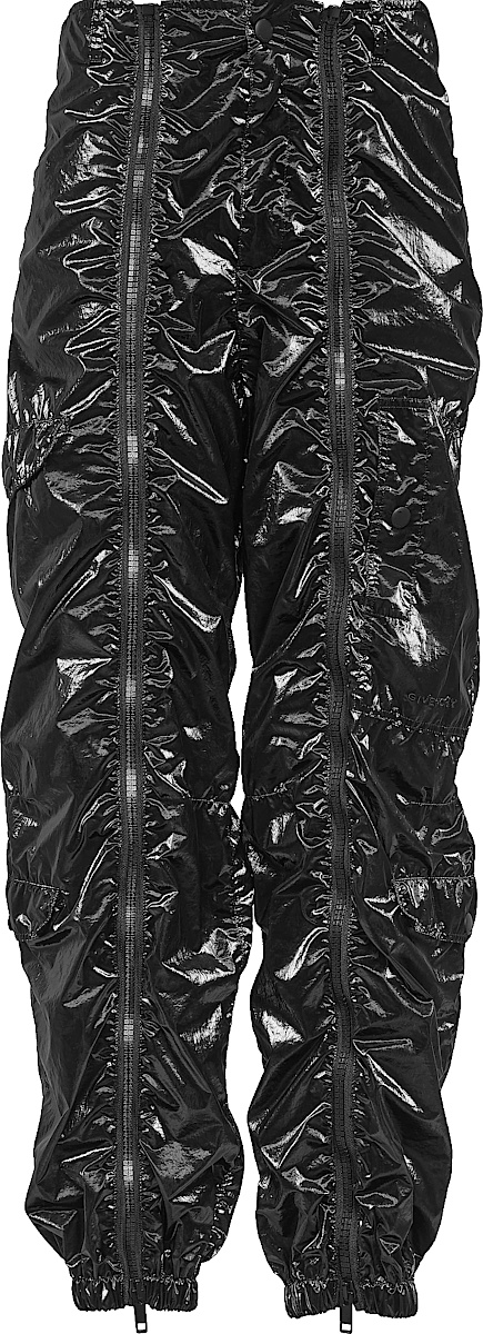 Shiny Side Zip Pants in Black