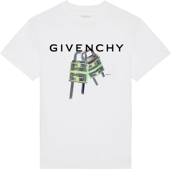 Givenchy White 4g Lock Logo T Shirt