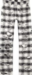 Givenchy White And Black Check Destroyed Flannel Jeans