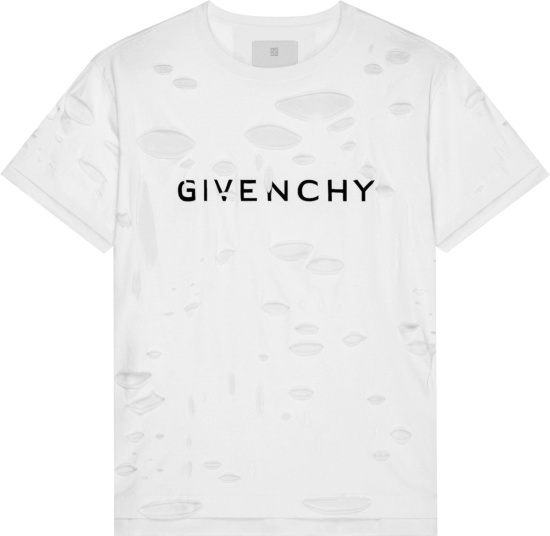 Givenchy White Archetype Logo Destroyed Layered T Shirt