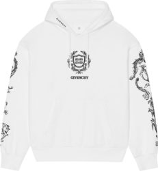 Givenchy White Crest Logos Oversized Hoodie